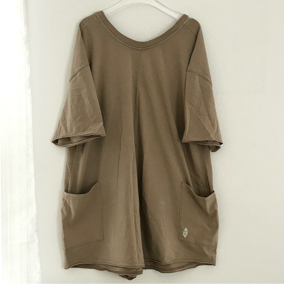 🍂NWOT Free People Hot Shot Tee Romper. Dark Tan. Size: Medium. - Picture 4 of 12
